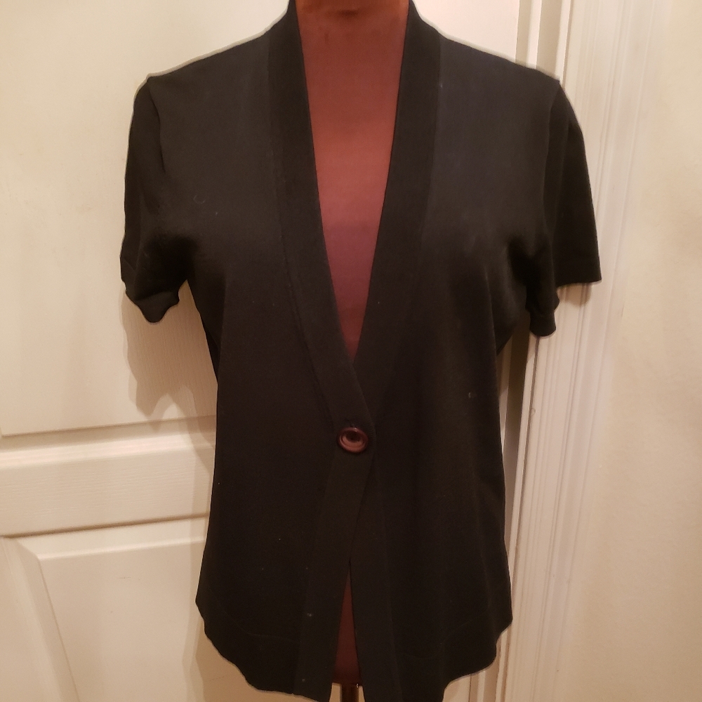Jones New York Black Cropped Button Cardigan